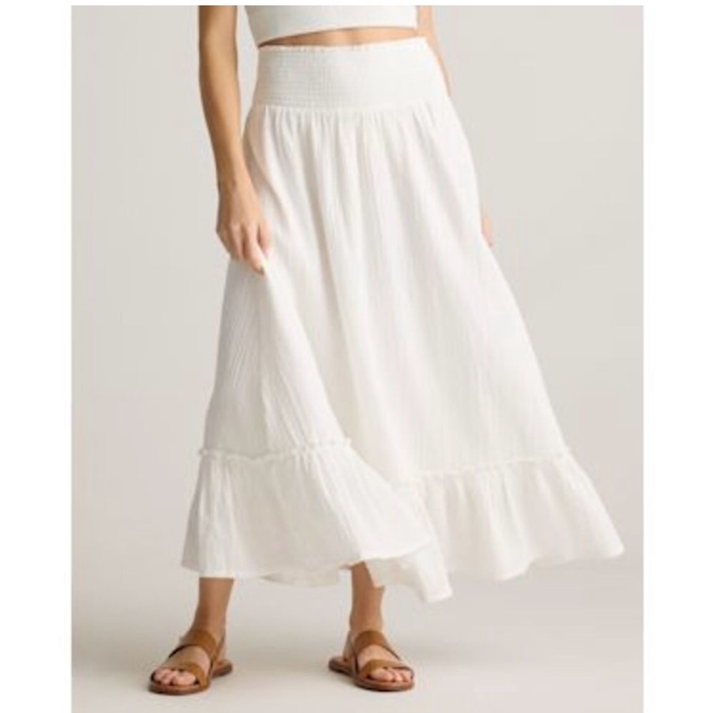 Quince 100% Organic Cotton Gauze Smocked Maxi Skirt